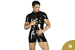 Latex Herren Kurzoverall schwarz